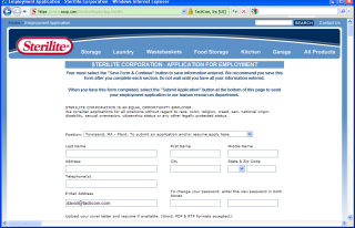 Sterilite - Secure On-Line Employment Applications